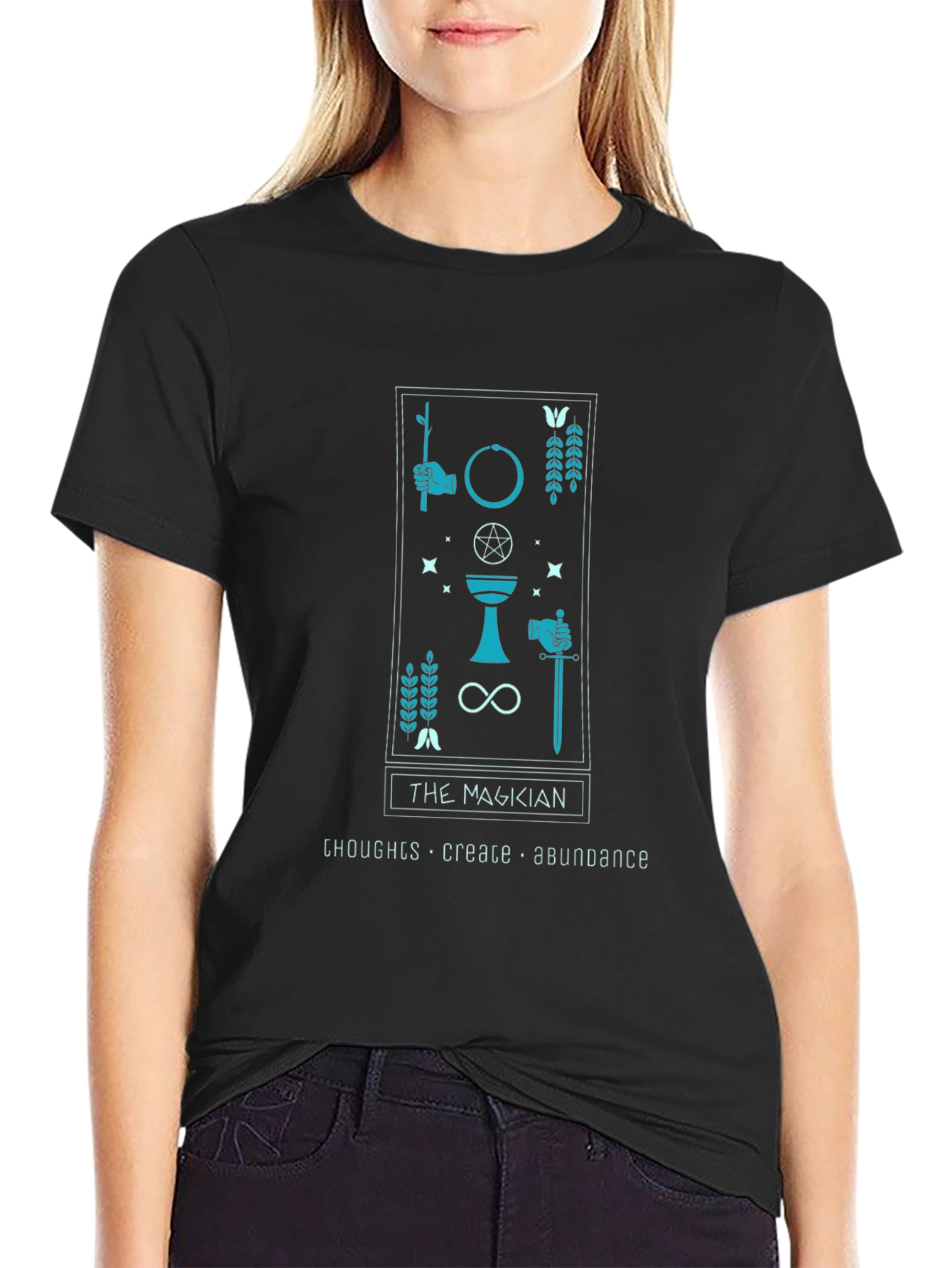 The Magician Tarot Card Black T-Shirt