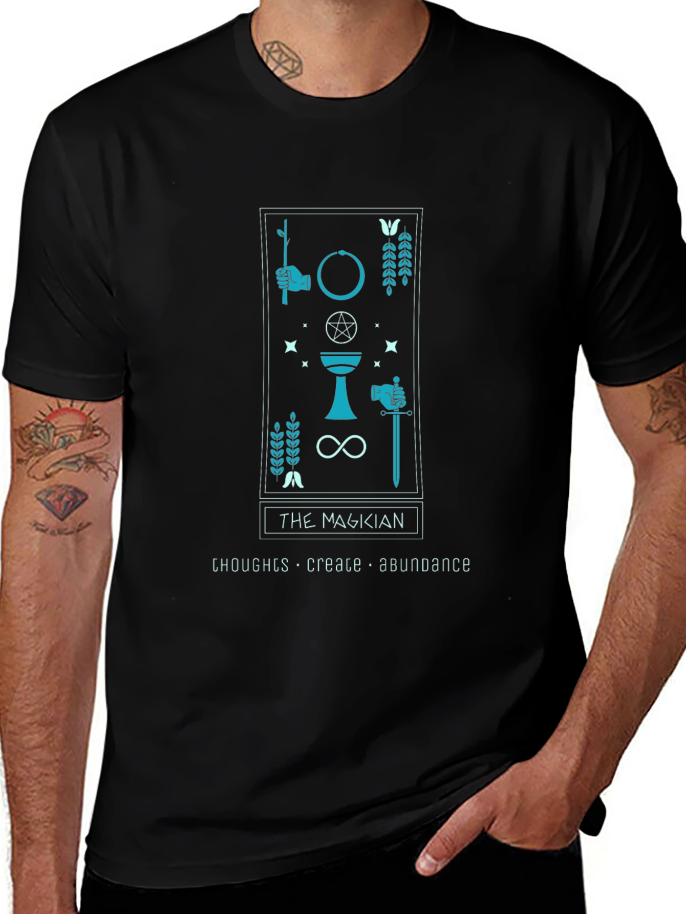 The Magician Tarot Card Black T-Shirt