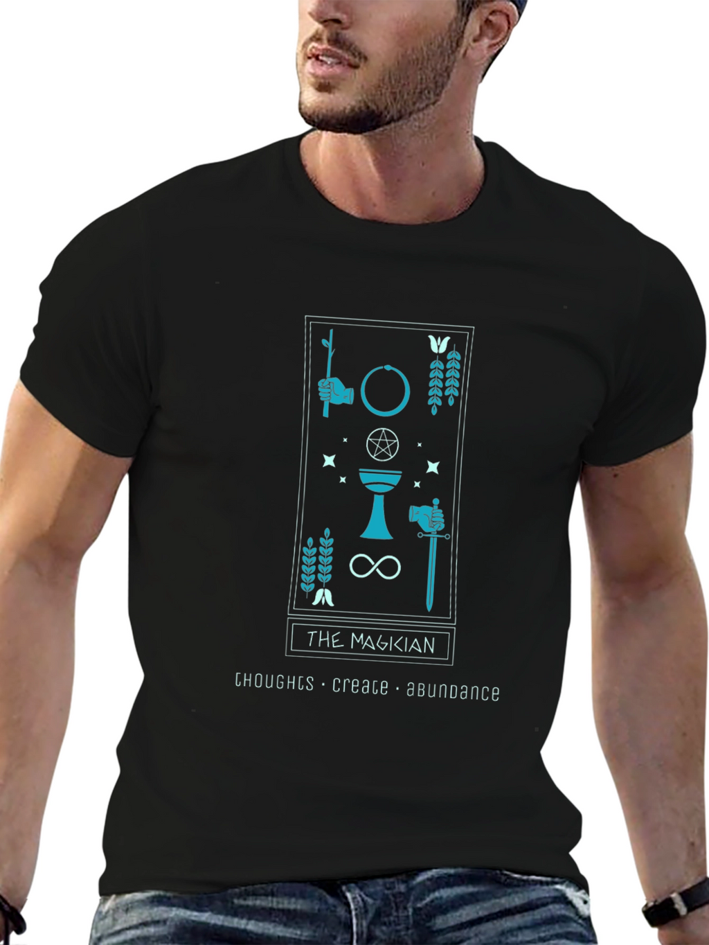 The Magician Tarot Card Black T-Shirt