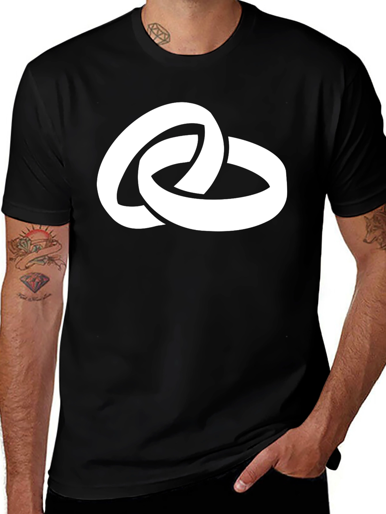 Linked Rings Graphic Tee - Stylish Black Cotton T-Shirt