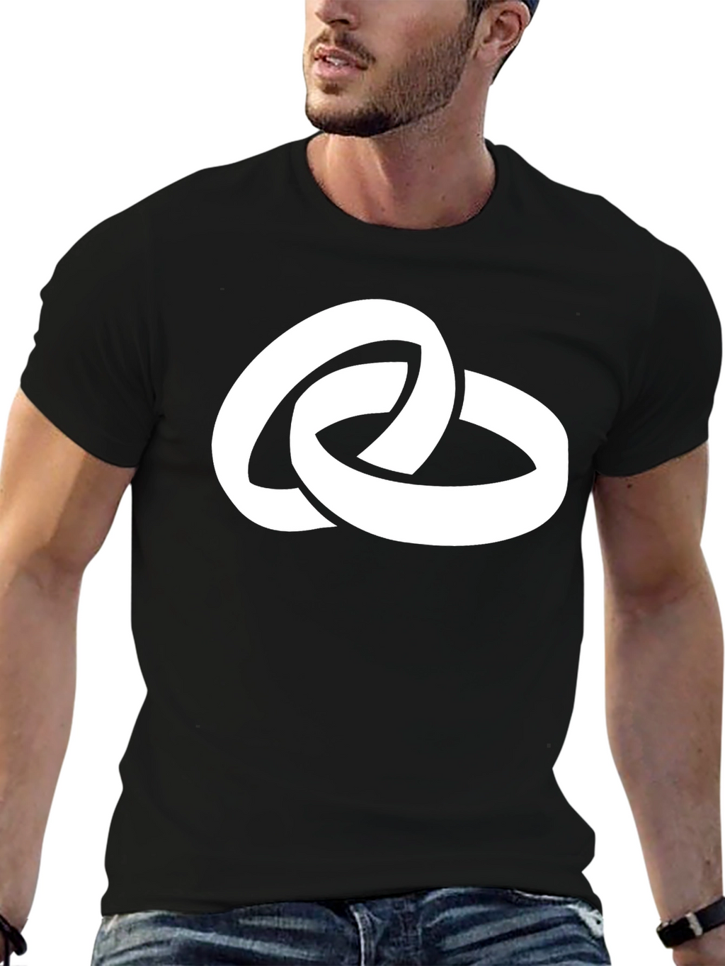 Linked Rings Graphic Tee - Stylish Black Cotton T-Shirt