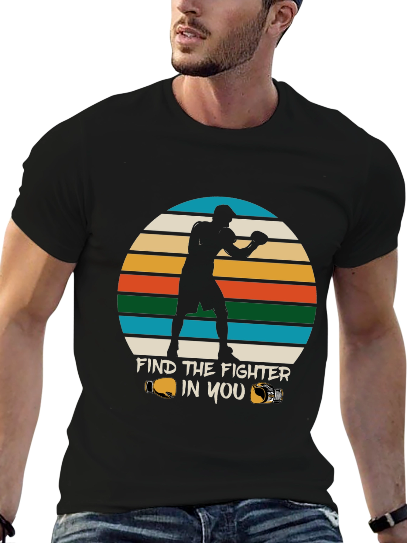 Find the Fighter in You Black Graphic Tee