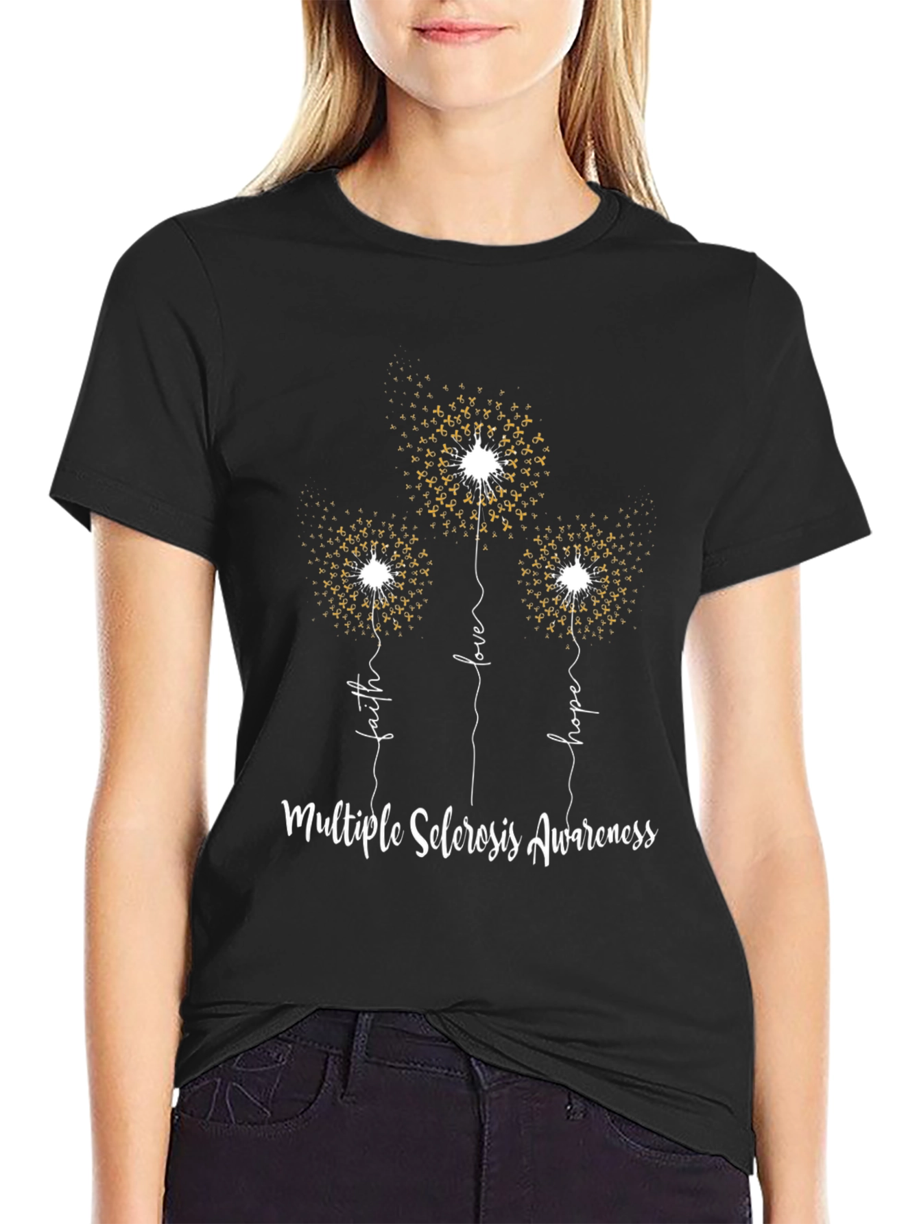 MS Awareness Dandelion Tee - Faith Love Hope