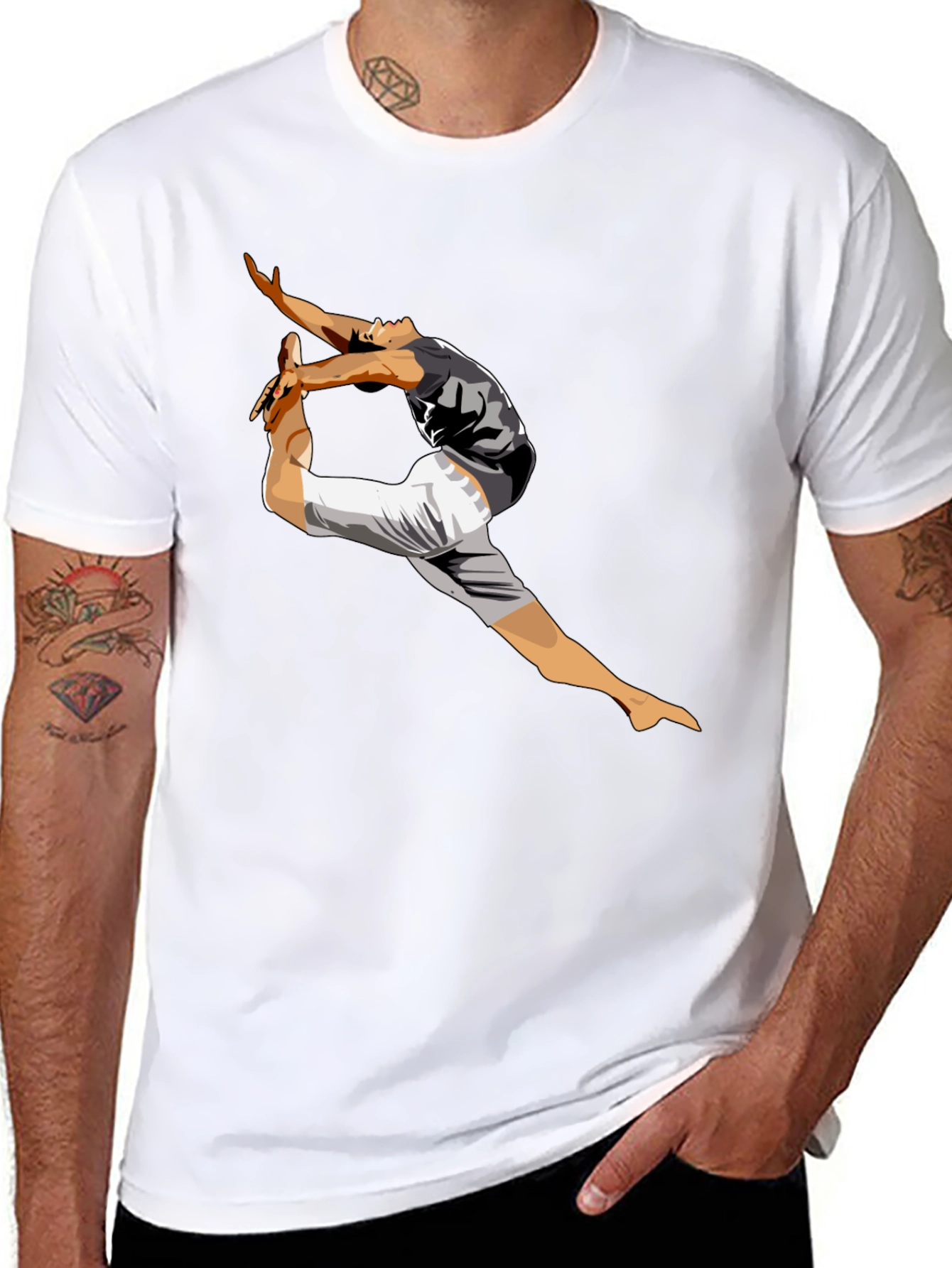 Mens Black T-Shirt with Dancing Graphic