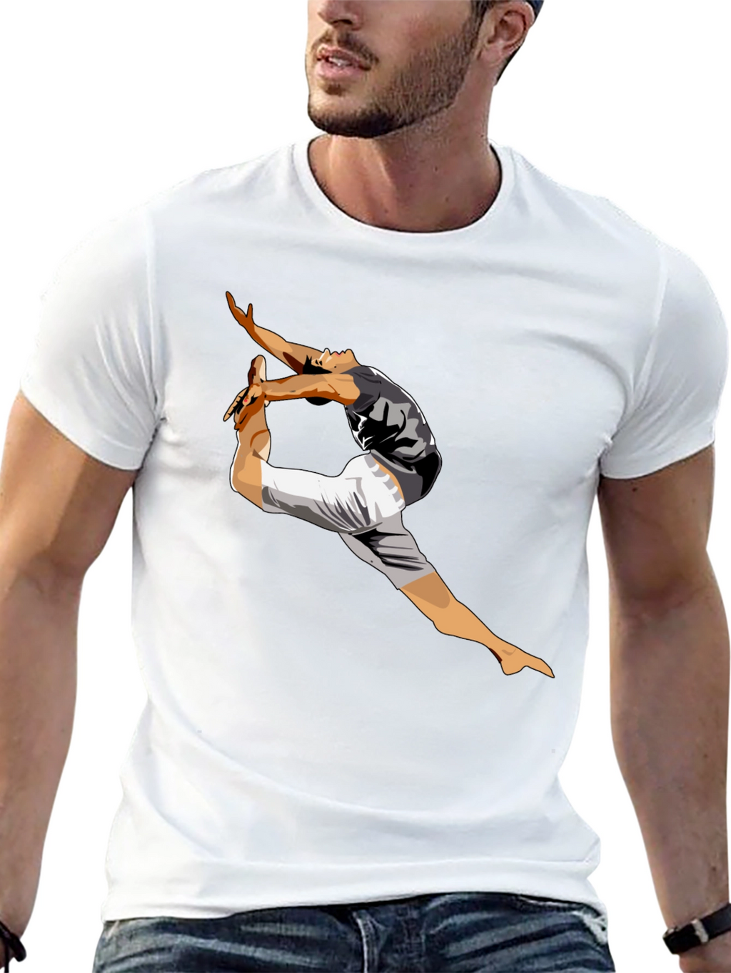 Mens Black T-Shirt with Dancing Graphic