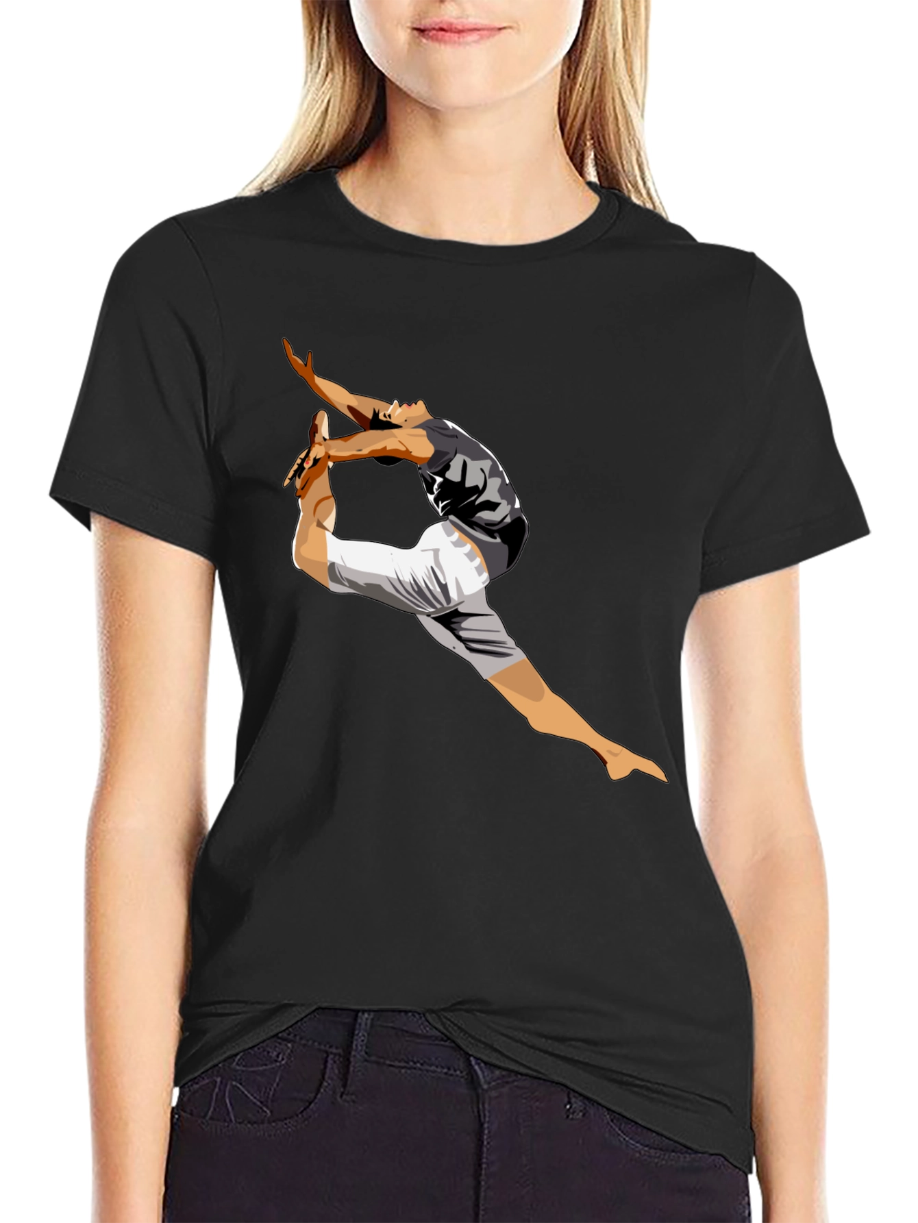 Mens Black T-Shirt with Dancing Graphic