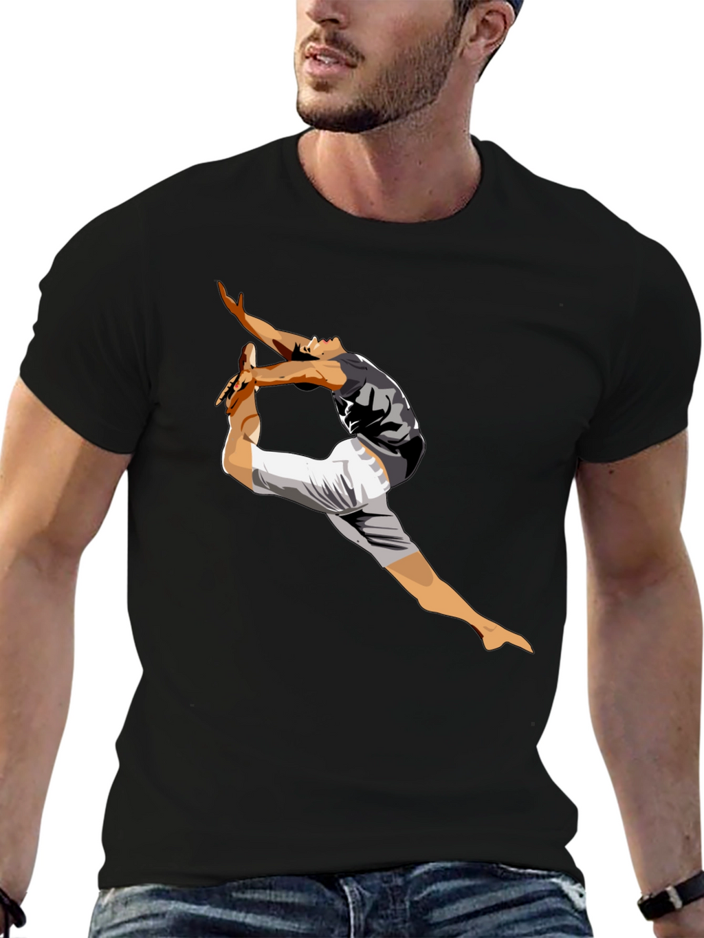 Mens Black T-Shirt with Dancing Graphic