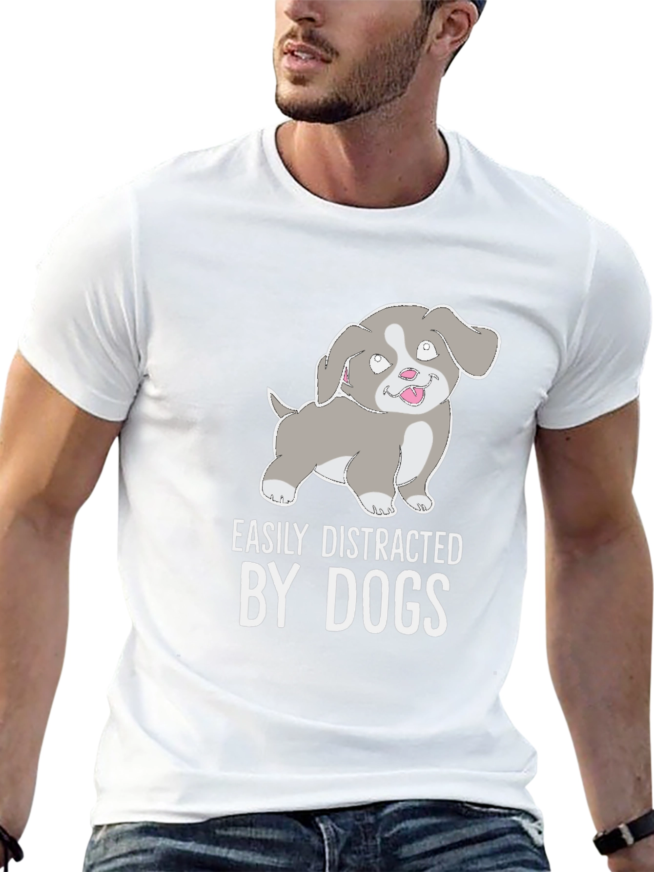 Easily Distracted By Dogs T-Shirt - Cute Puppy Tee