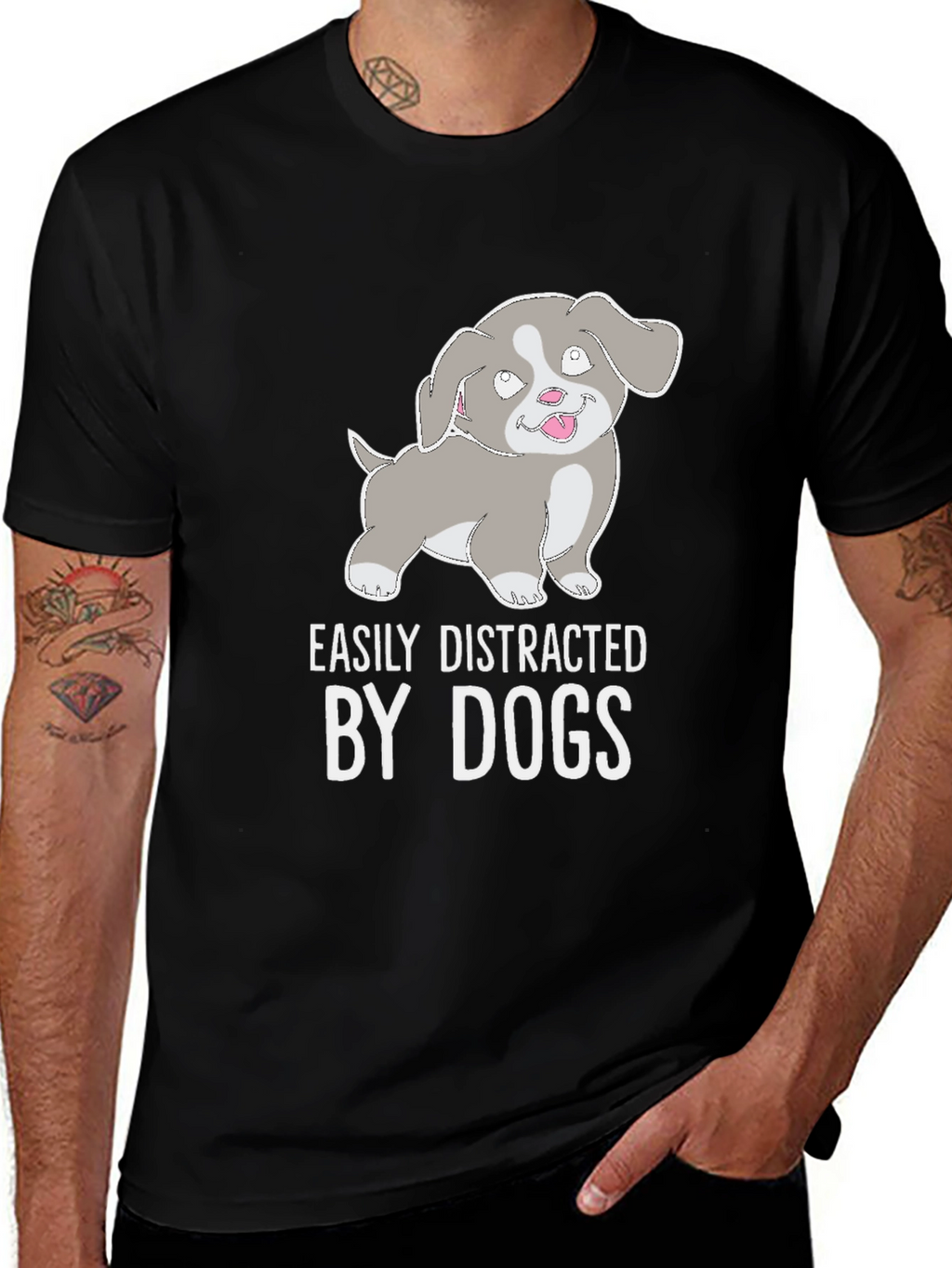 Easily Distracted By Dogs T-Shirt - Cute Puppy Tee