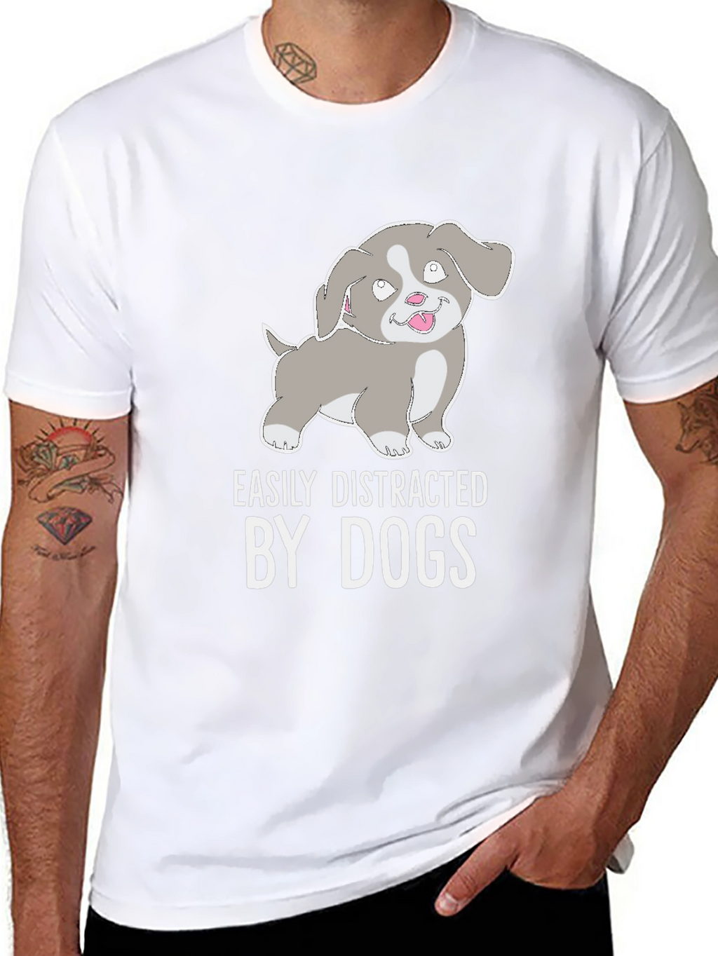 Easily Distracted By Dogs T-Shirt - Cute Puppy Tee