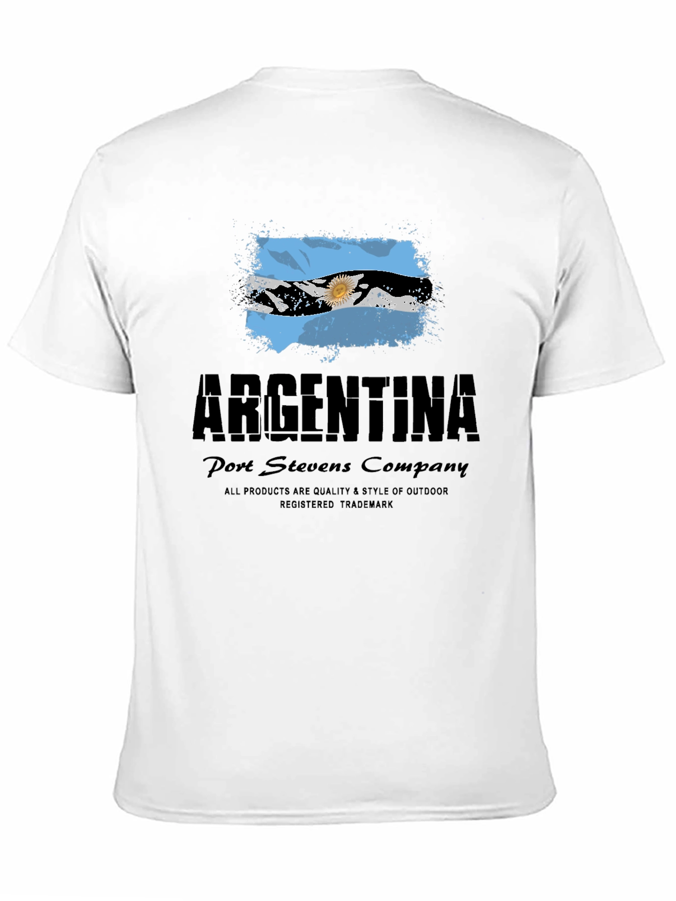 Argentina Flag Graphic Print Mens Black T-Shirt