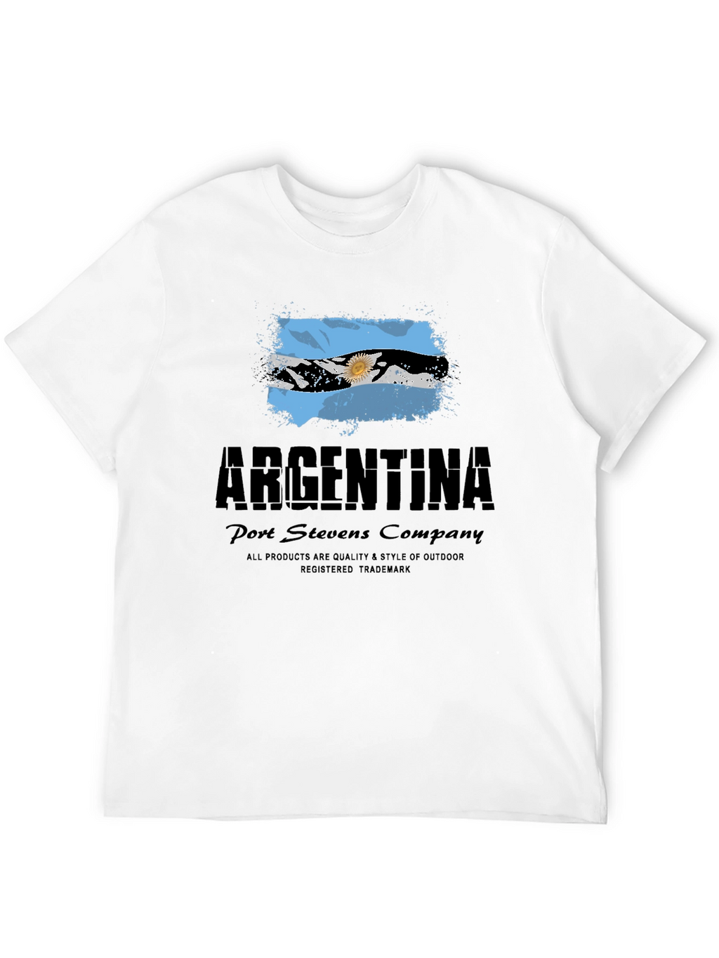 Argentina Flag Graphic Print Mens Black T-Shirt