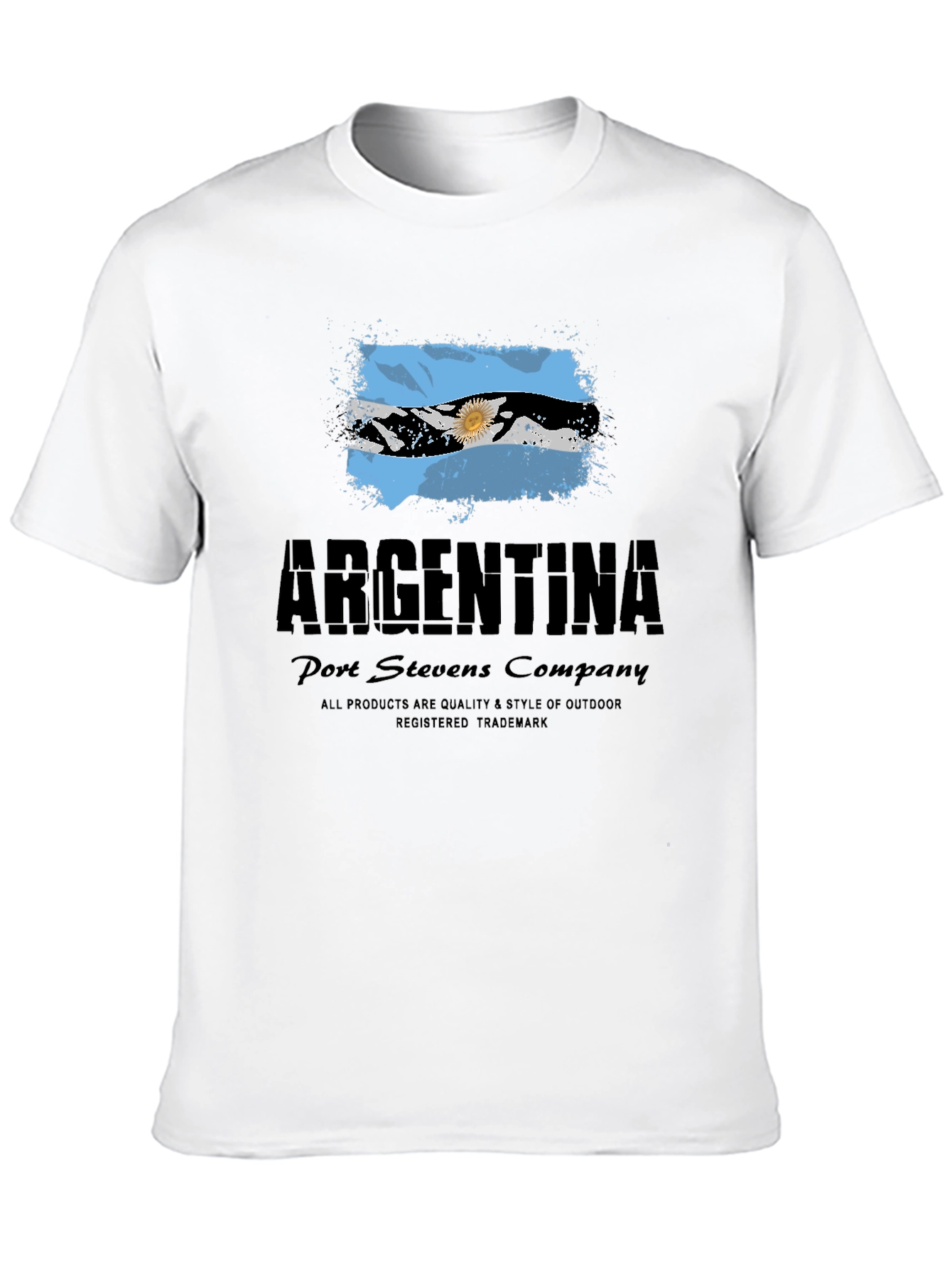 Argentina Flag Graphic Print Mens Black T-Shirt