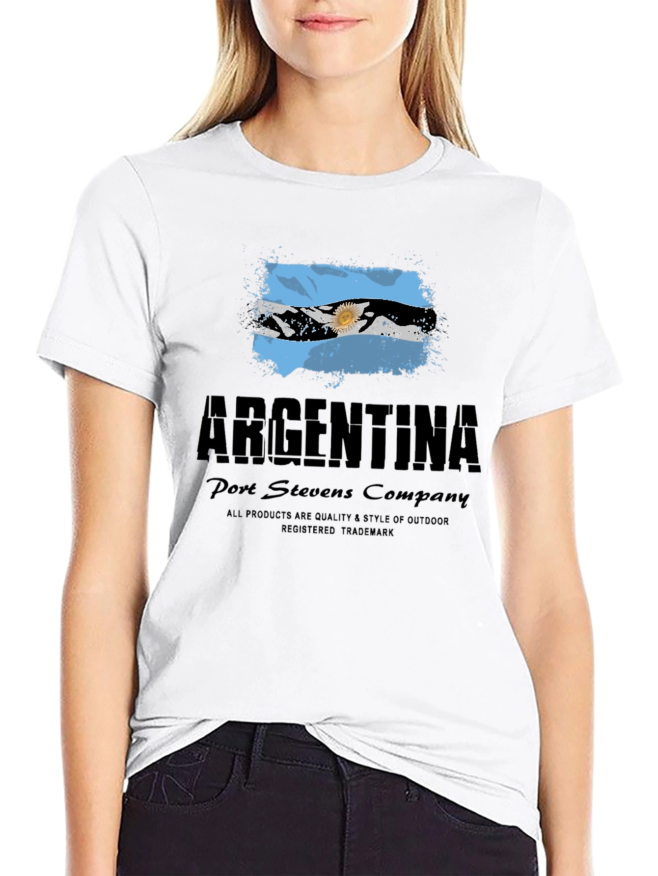 Argentina Flag Graphic Print Mens Black T-Shirt