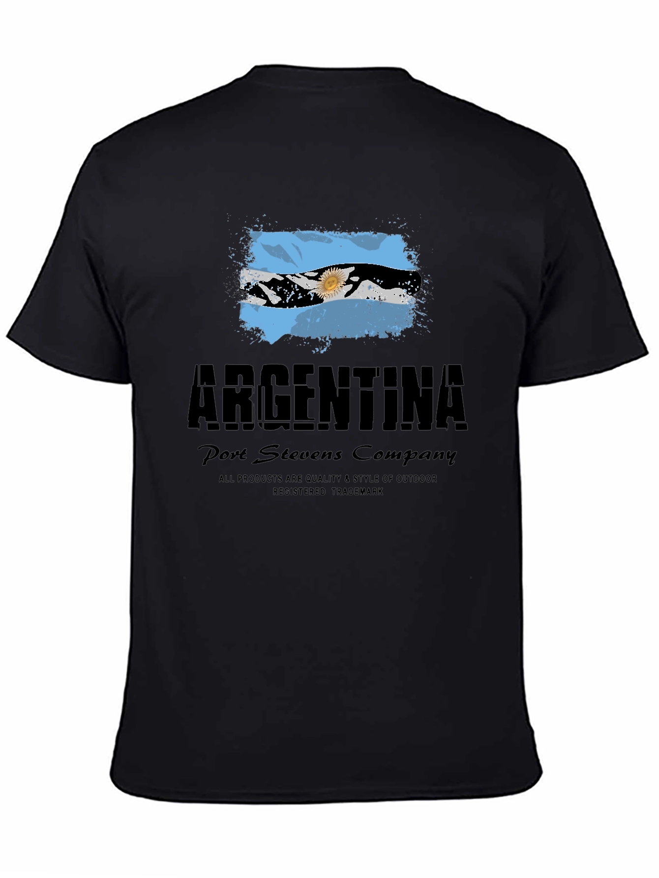 Argentina Flag Graphic Print Mens Black T-Shirt