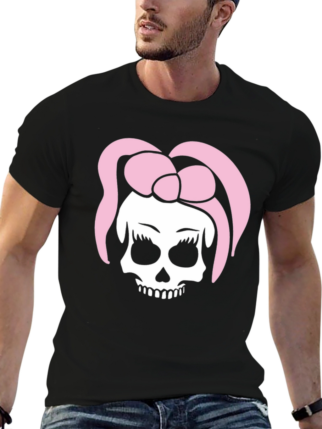 Skull With Bow T-Shirt - Edgy Fashion Tee
