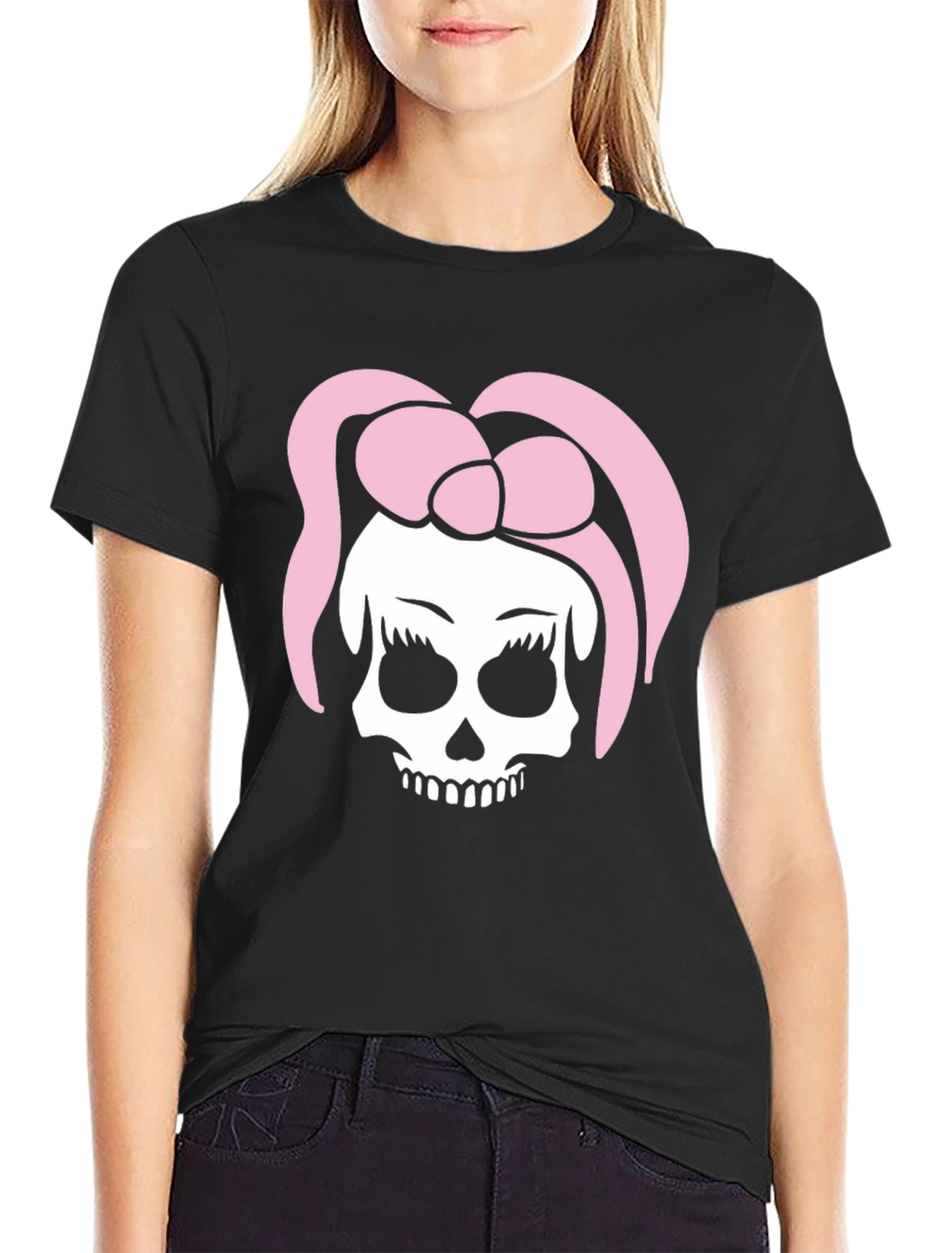 Skull With Bow T-Shirt - Edgy Fashion Tee