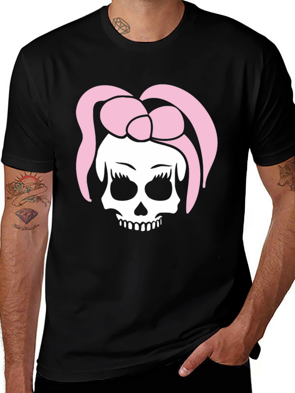 Skull With Bow T-Shirt - Edgy Fashion Tee