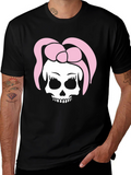 Skull With Bow T-Shirt - Edgy Fashion Tee