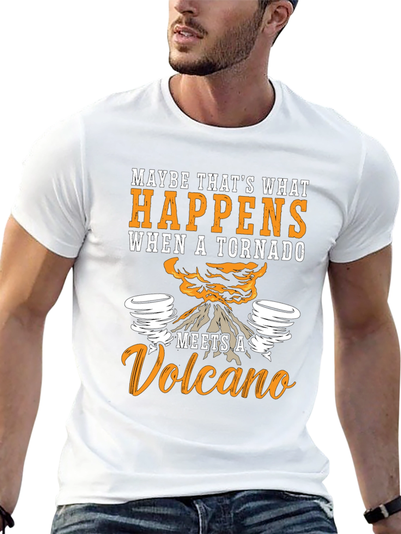 Tornado Volcano Graphic T-Shirt - Funny Nature Tee