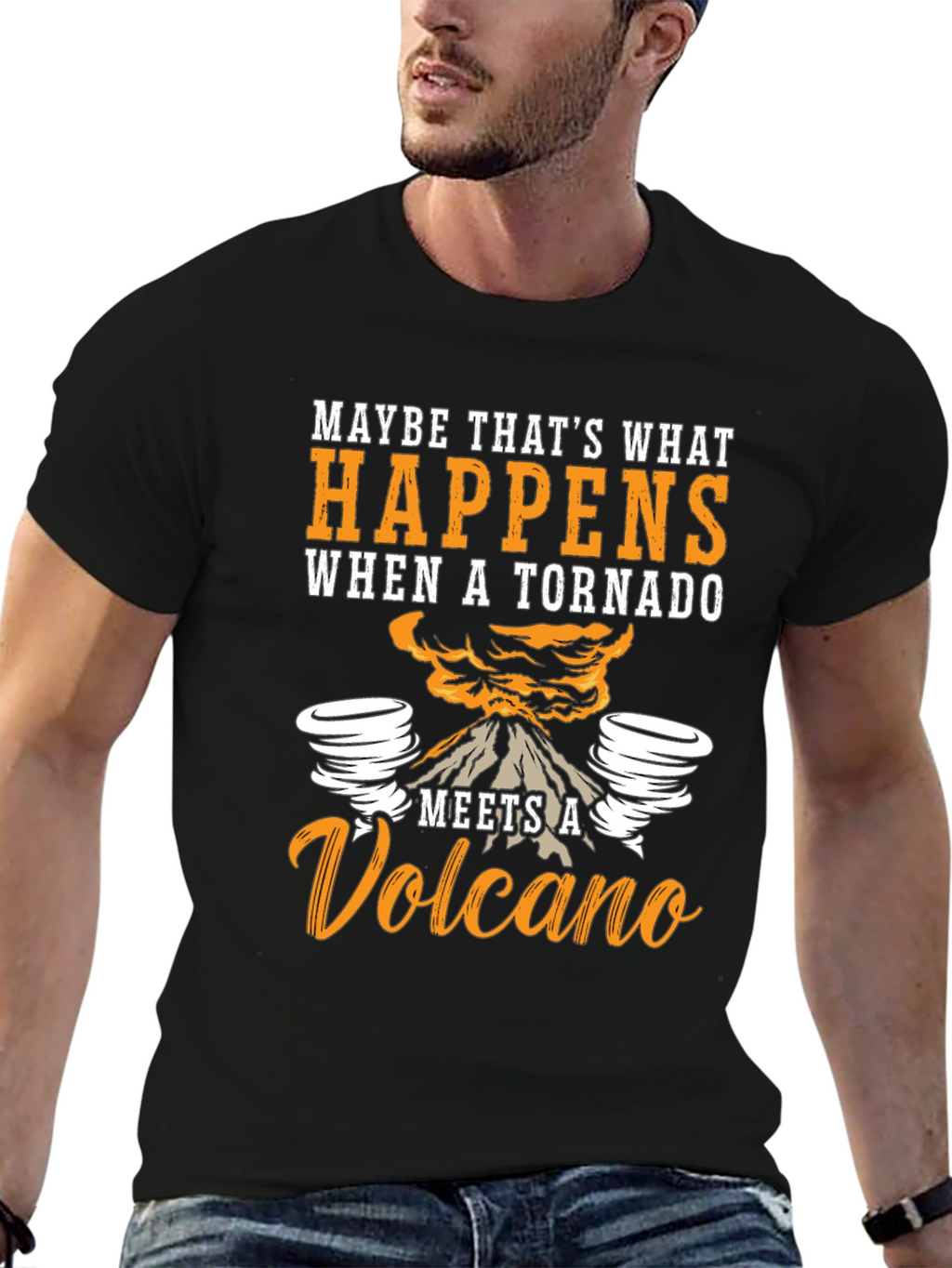 Tornado Volcano Graphic T-Shirt - Funny Nature Tee