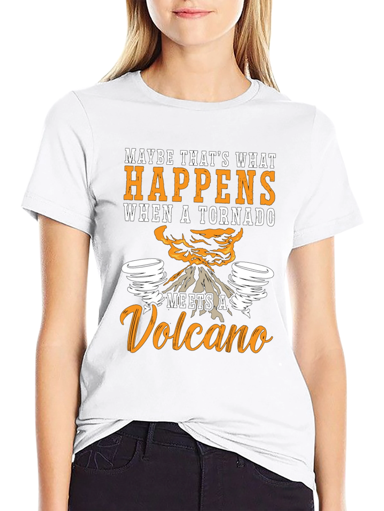 Tornado Volcano Graphic T-Shirt - Funny Nature Tee