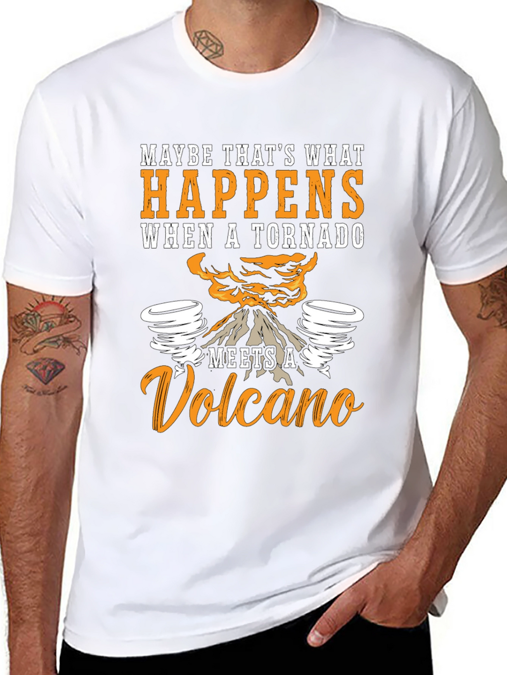 Tornado Volcano Graphic T-Shirt - Funny Nature Tee