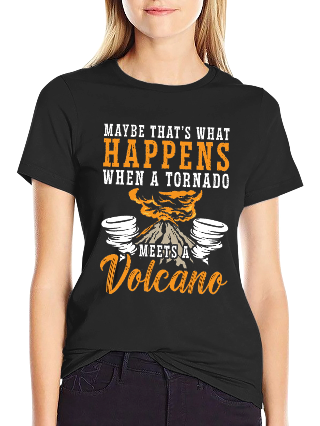 Tornado Volcano Graphic T-Shirt - Funny Nature Tee