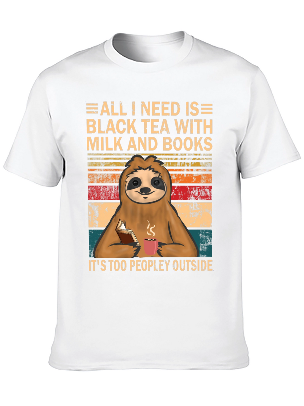 Black Tea Sloth Graphic Tee - Introvert Comfort