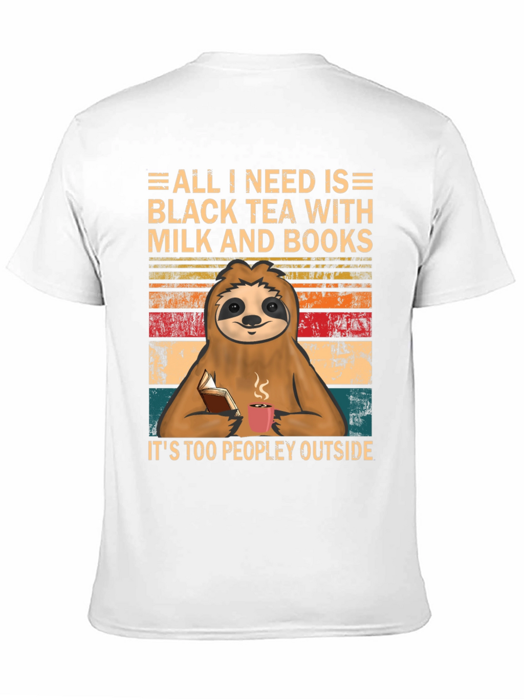 Black Tea Sloth Graphic Tee - Introvert Comfort