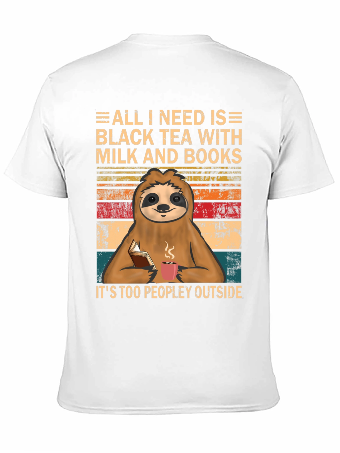 Black Tea Sloth Graphic Tee - Introvert Comfort