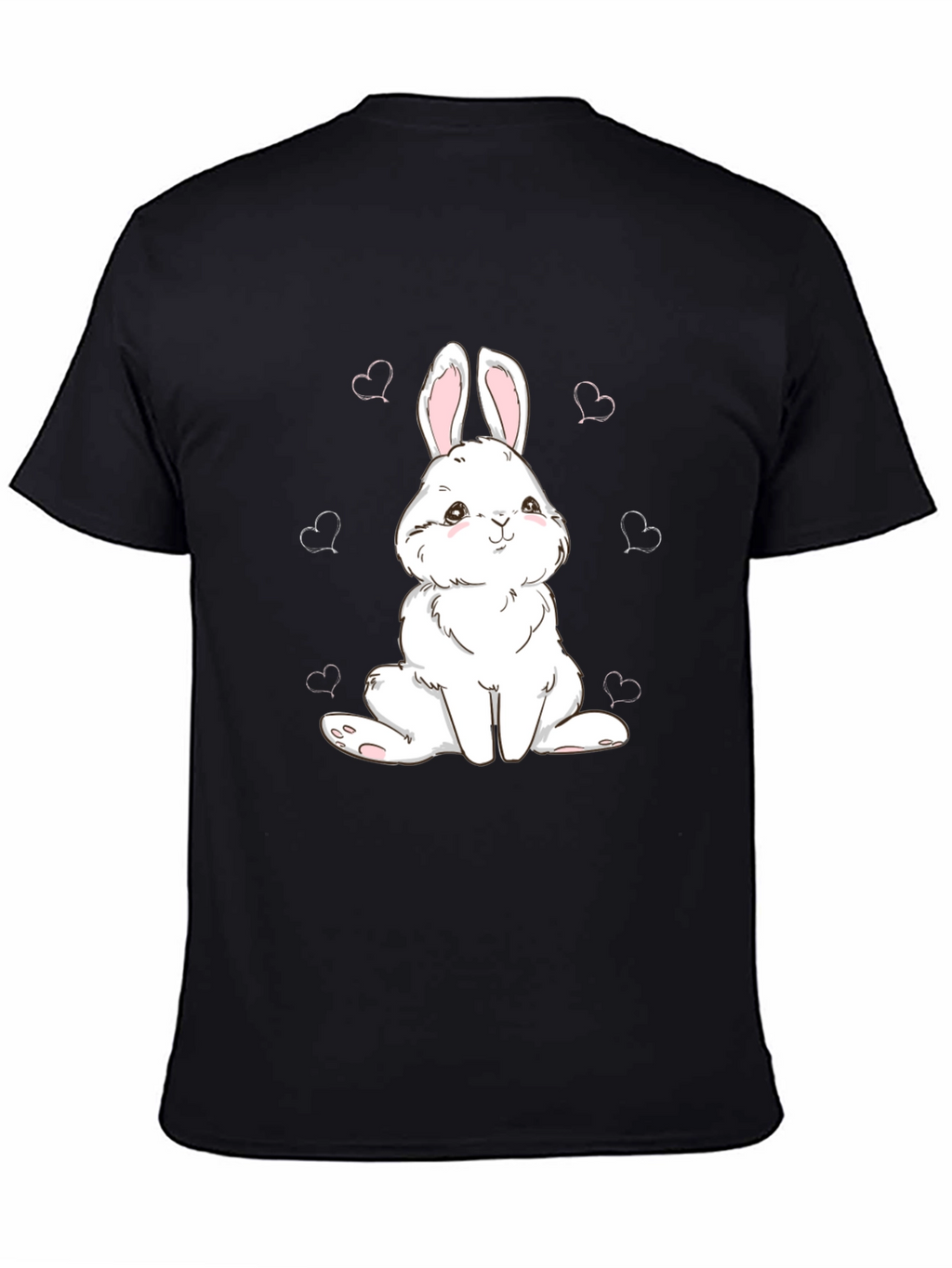 Cute Bunny Graphic Tee - Black Cotton Comfort