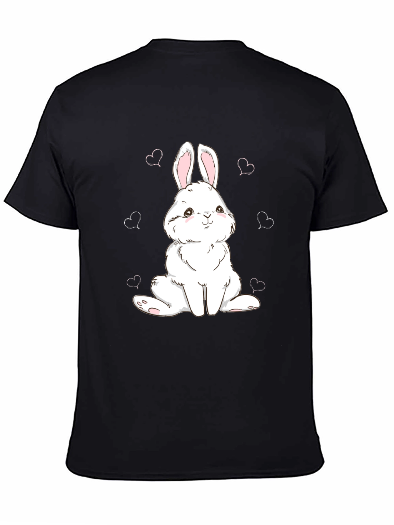 Cute Bunny Graphic Tee - Black Cotton Comfort