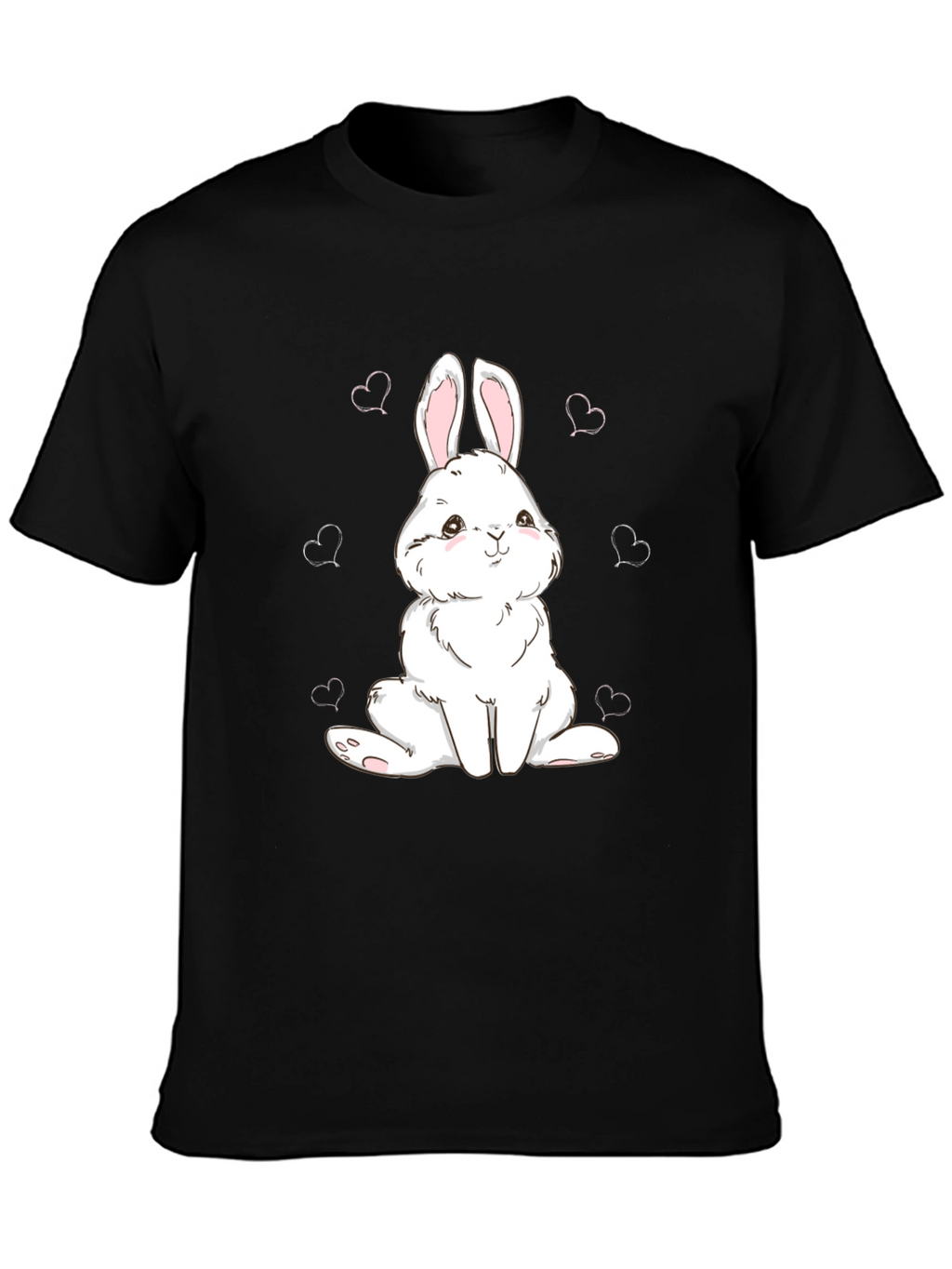Cute Bunny Graphic Tee - Black Cotton Comfort