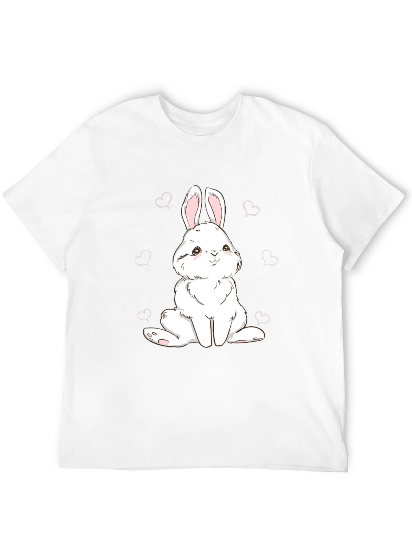 Cute Bunny Graphic Tee - Black Cotton Comfort