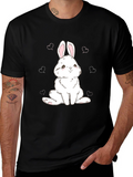 Cute Bunny Graphic Tee - Black Cotton Comfort