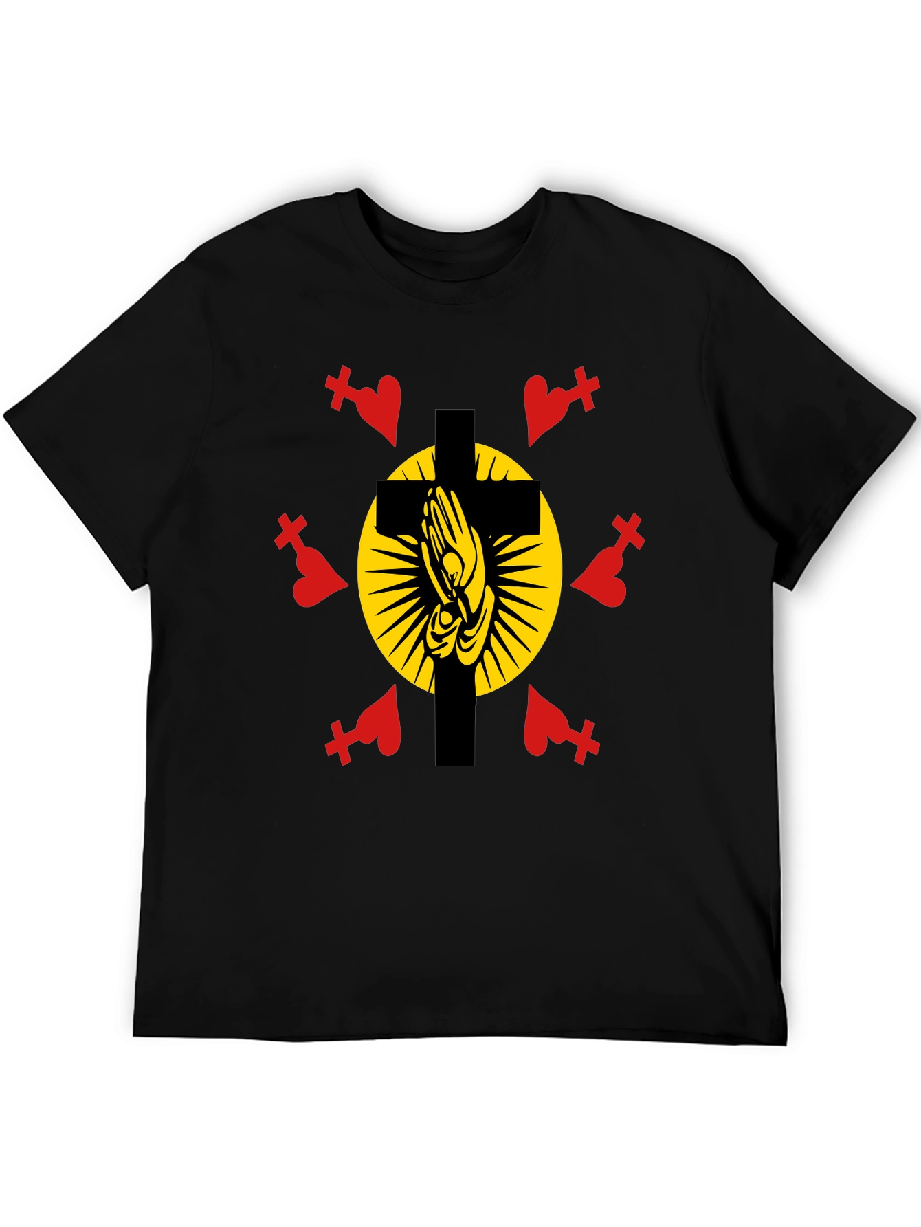 Praying Hands Cross Graphic T-Shirt