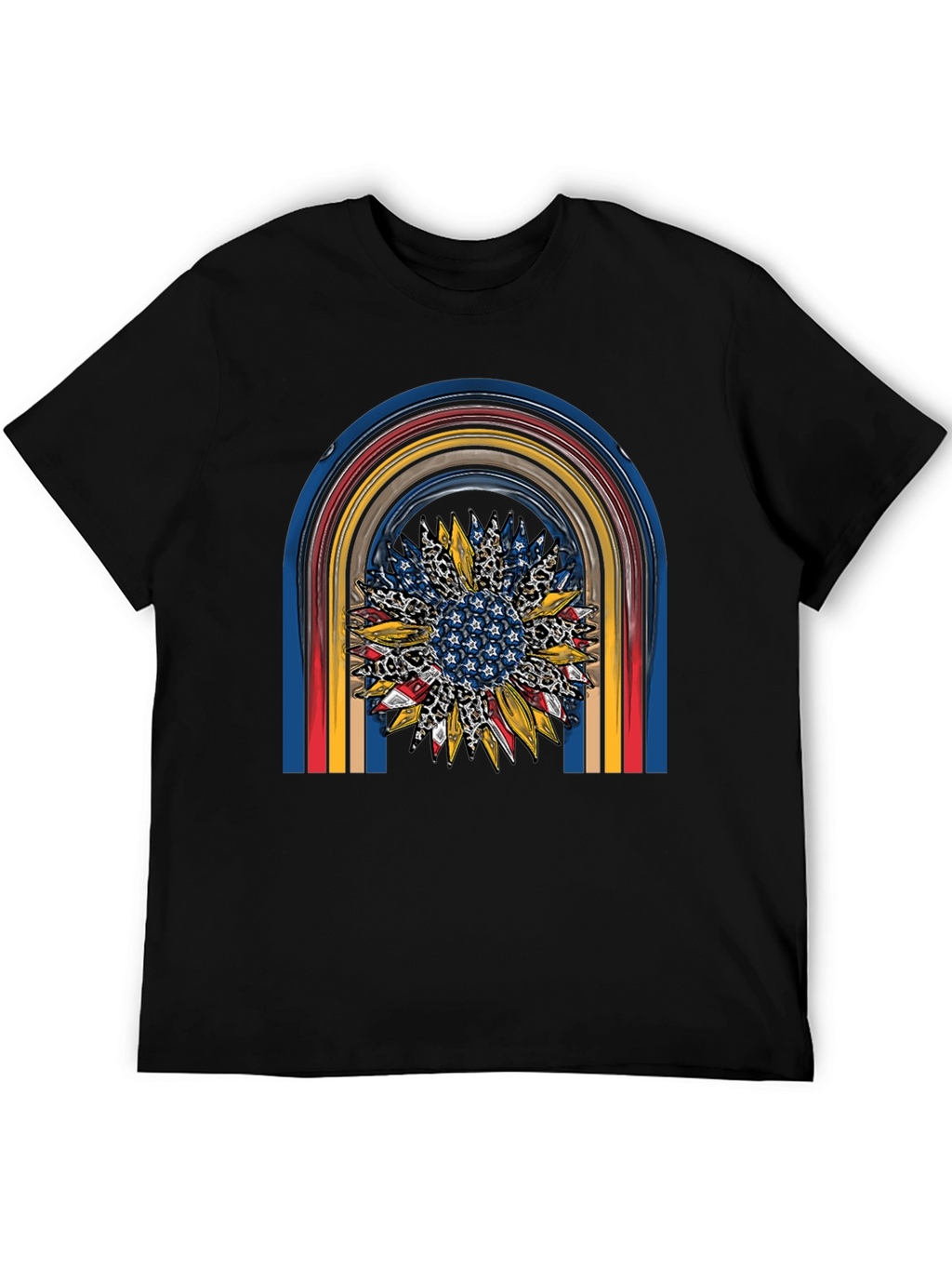 Patriotic Sunflower Rainbow Graphic Tee