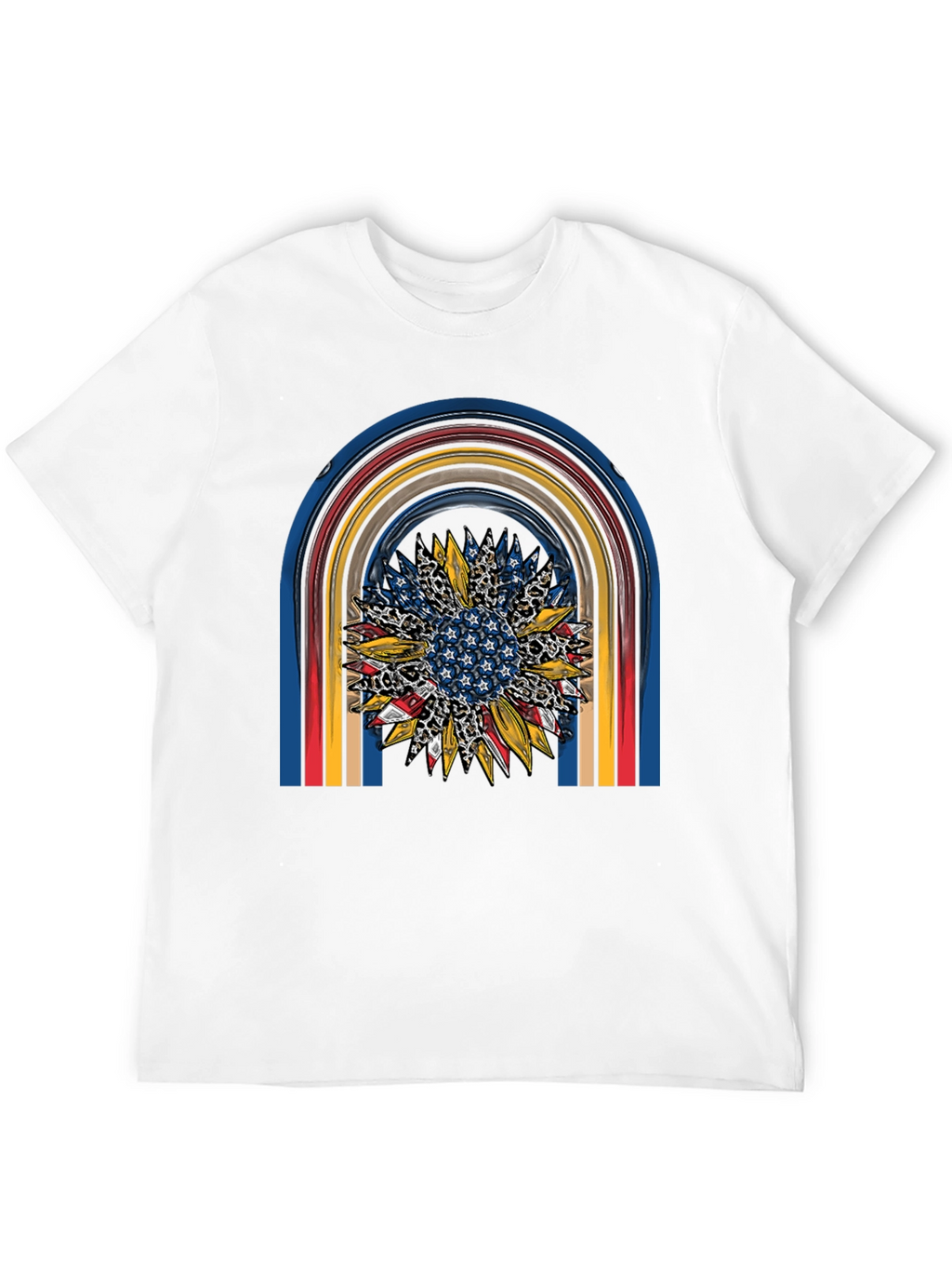 Patriotic Sunflower Rainbow Graphic Tee