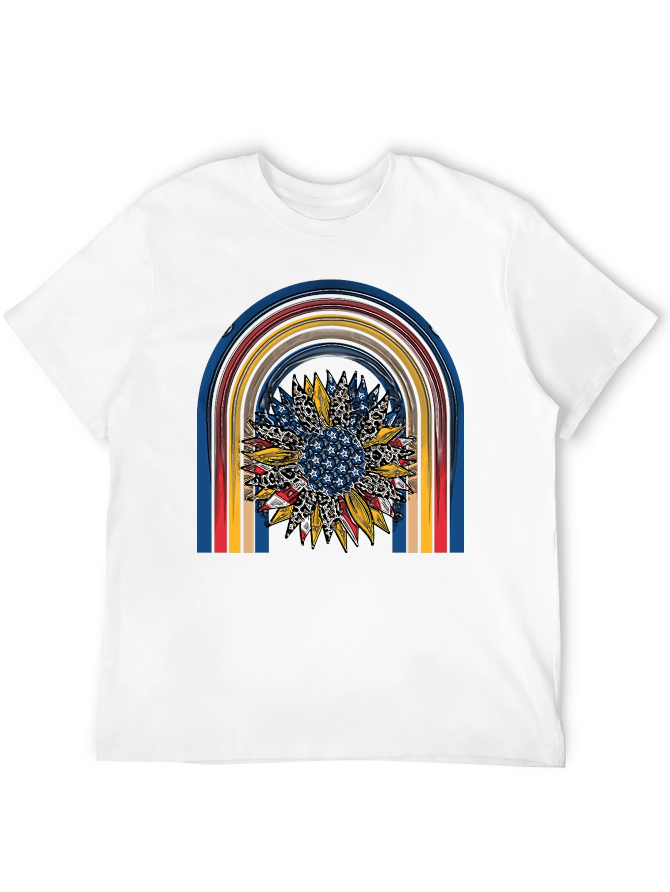 Patriotic Sunflower Rainbow Graphic Tee