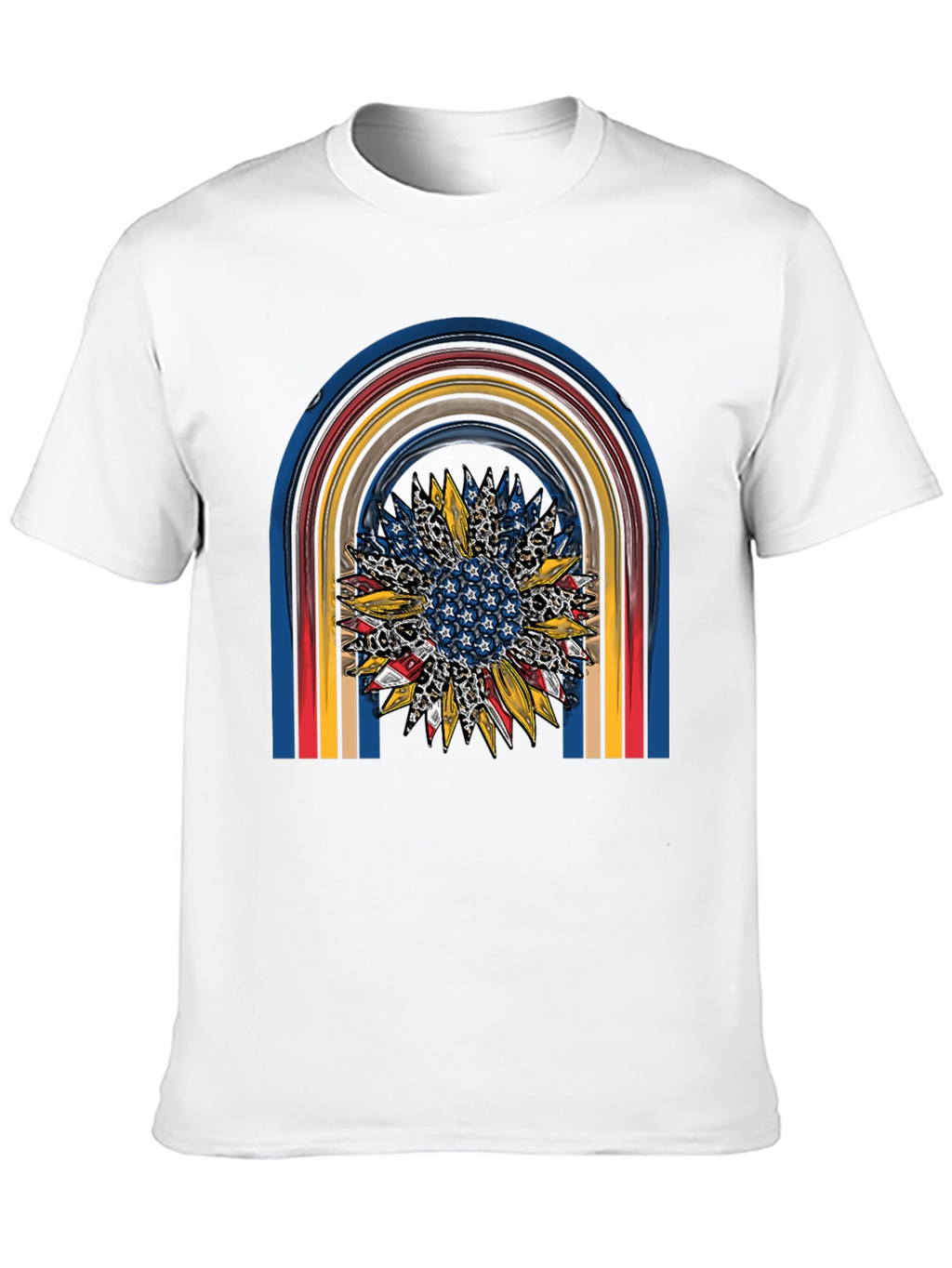 Patriotic Sunflower Rainbow Graphic Tee
