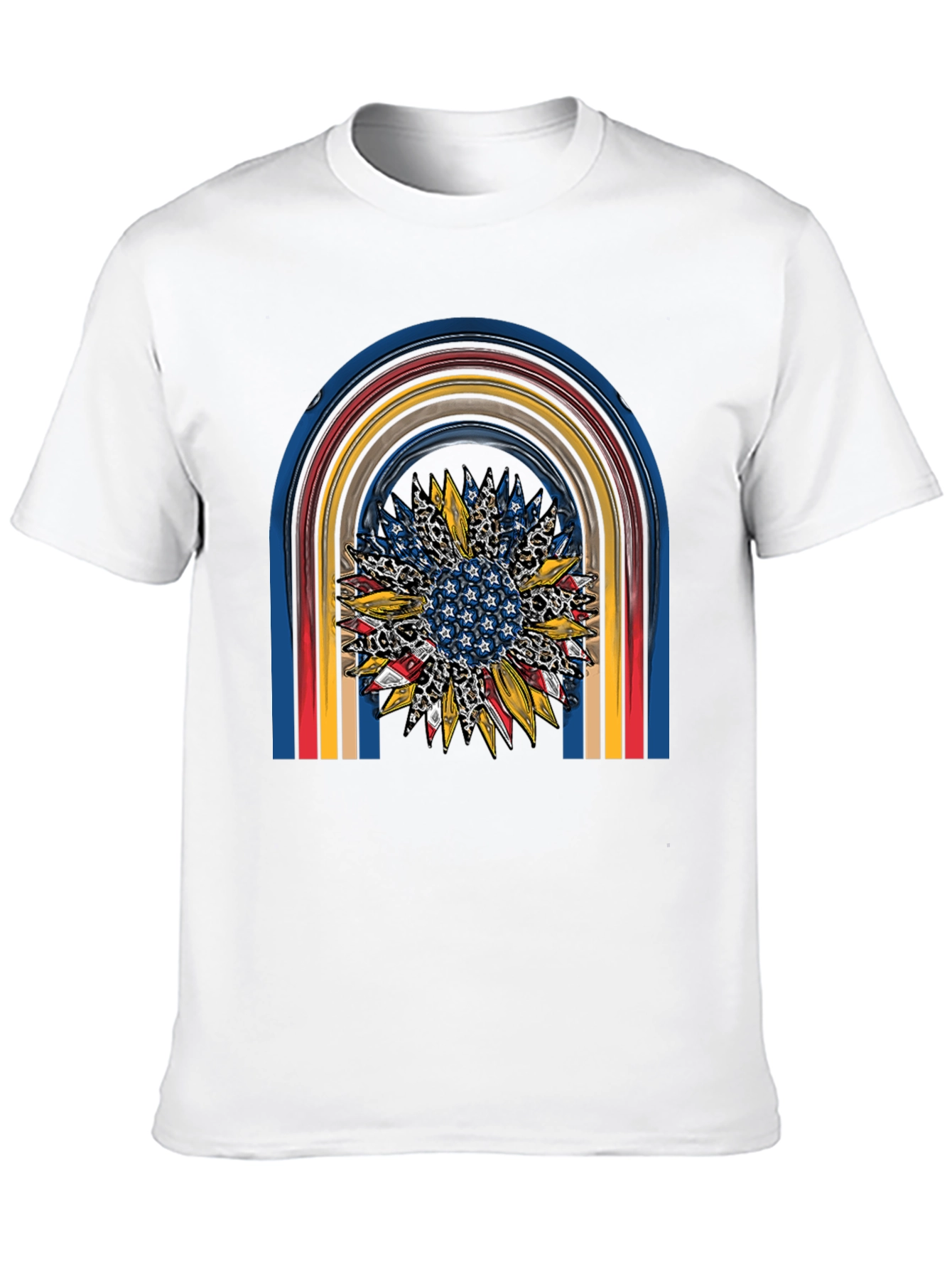 Patriotic Sunflower Rainbow Graphic Tee