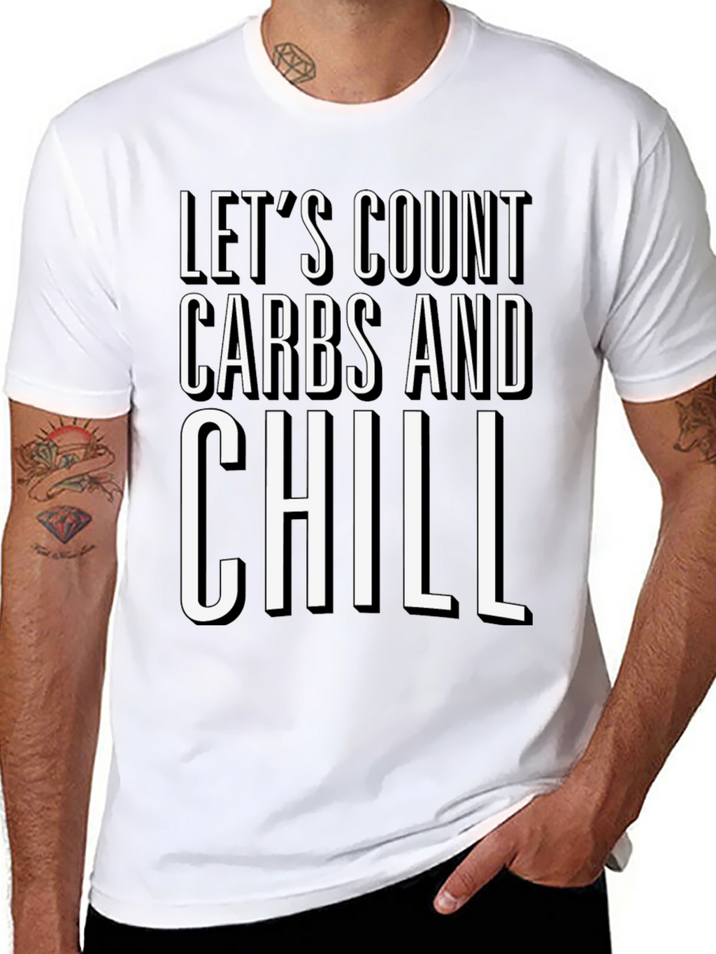 Lets Count Carbs and Chill Black Graphic T-Shirt