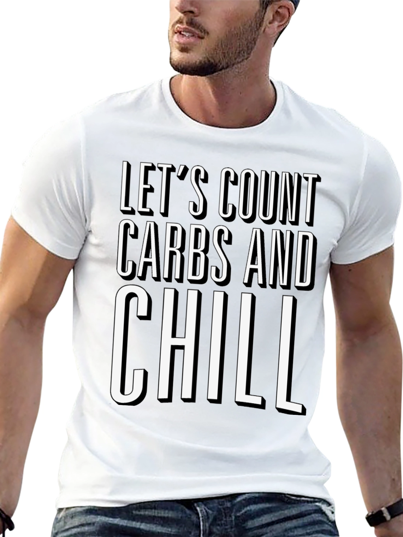 Lets Count Carbs and Chill Black Graphic T-Shirt