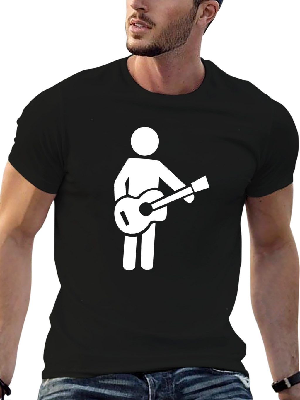 Guitar Player Graphic T-Shirt - Black