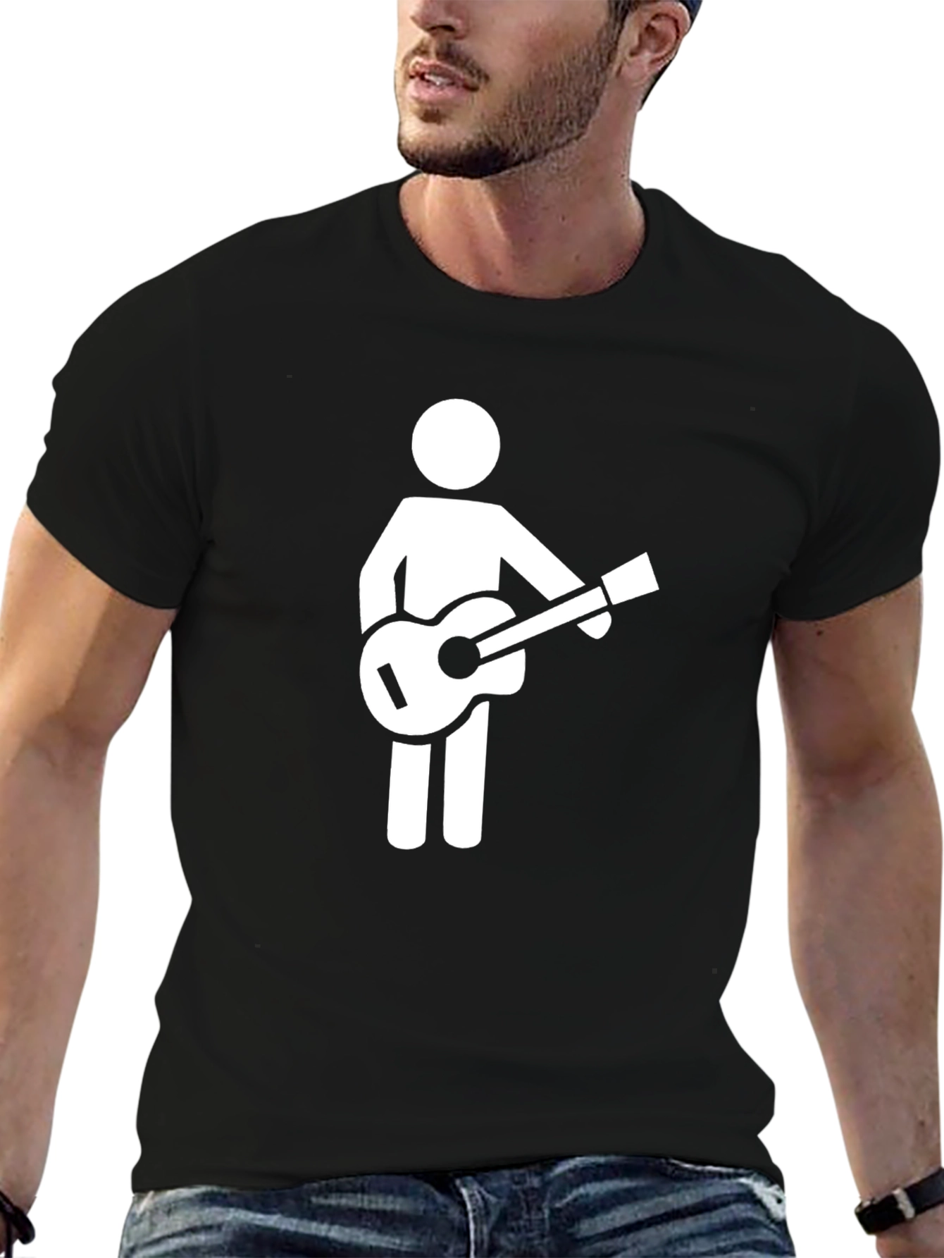 Guitar Player Graphic T-Shirt - Black