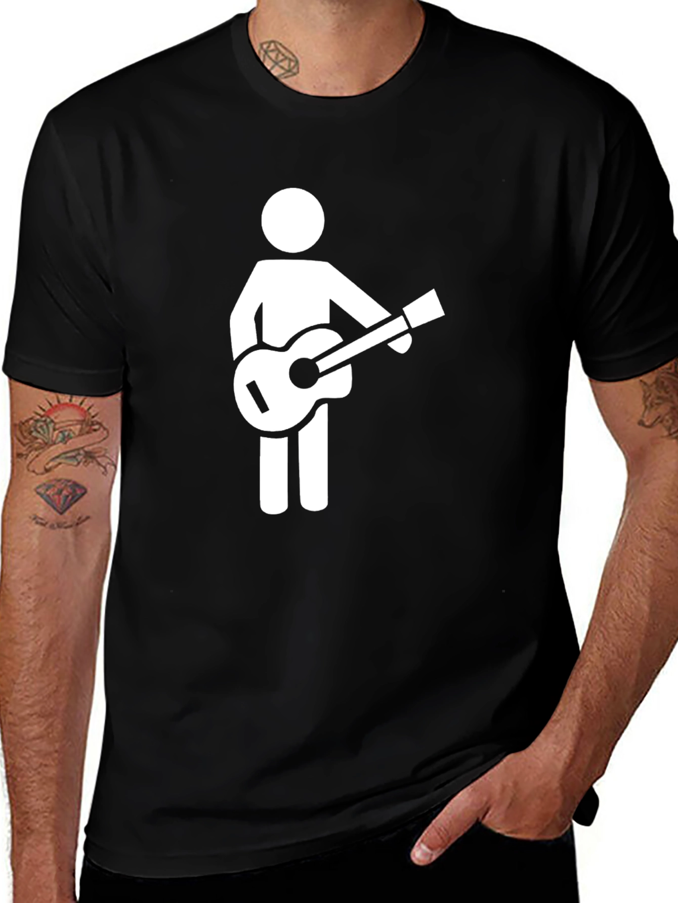 Guitar Player Graphic T-Shirt - Black