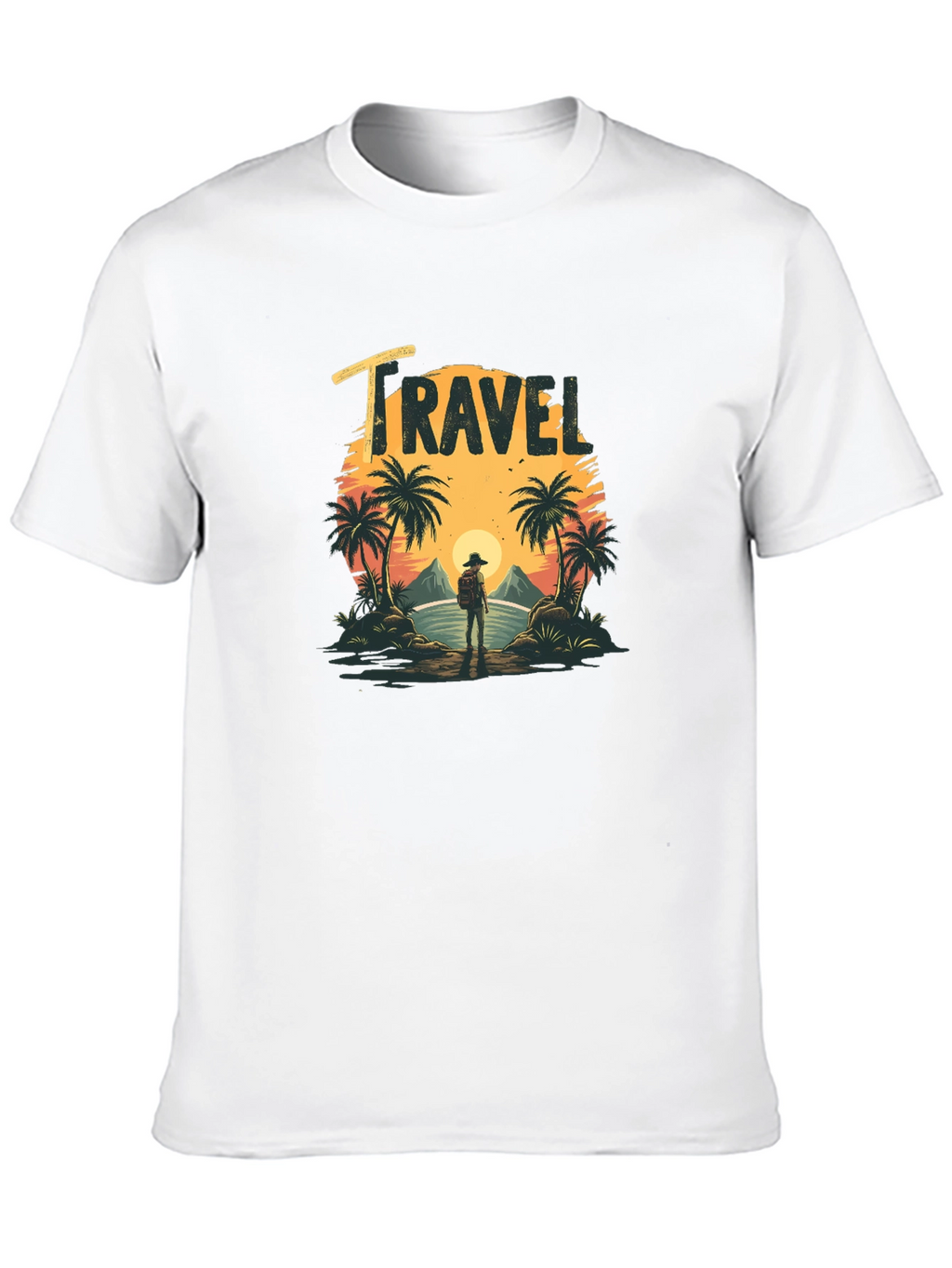 Travel T-Shirt: Tropical Island Sunset Design