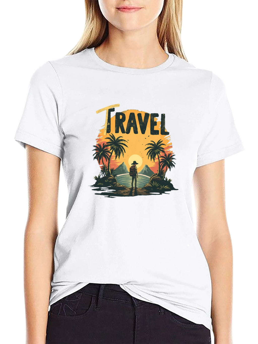 Travel T-Shirt: Tropical Island Sunset Design