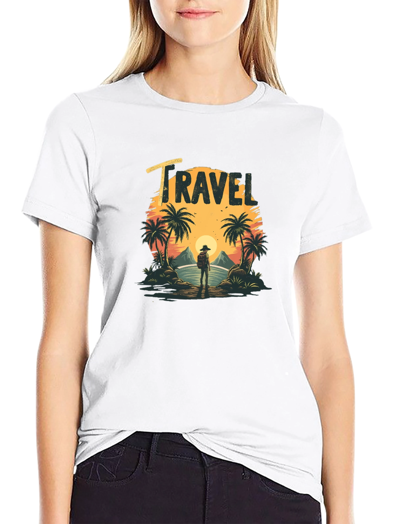 Travel T-Shirt: Tropical Island Sunset Design